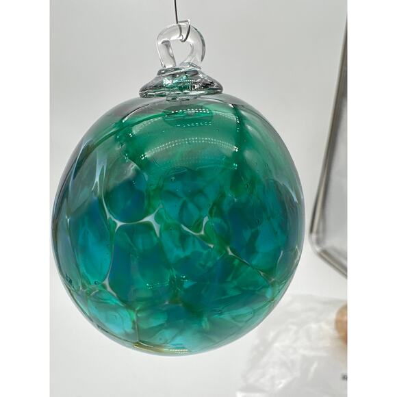 Glass Eye Studio or other blueish green christmas ornament artisan unique hand - Picture 2 of 8
